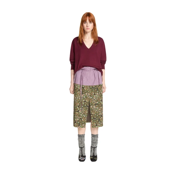 Belted contrast skirt in Bottle - Image 2