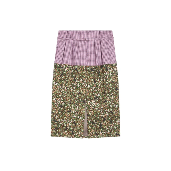 Belted contrast skirt in Bottle