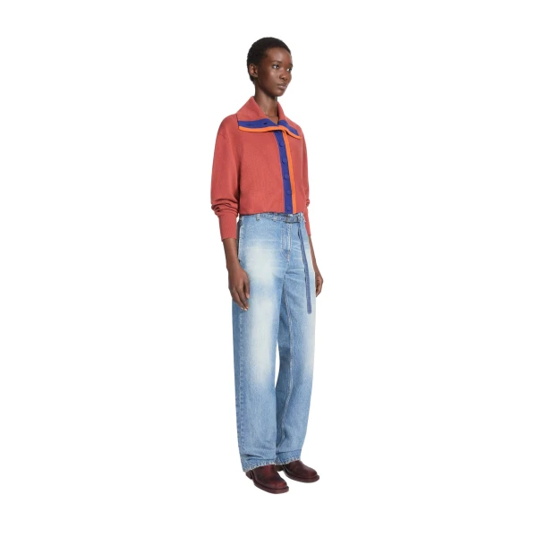 Belted straight-leg denim pants in Blue - Image 3