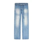 Dries Van Noten Belted straight-leg denim pants in Blue | Pants | Coveti
