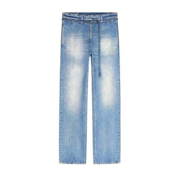 Dries Van Noten Belted straight-leg denim pants in Blue | Pants | Coveti