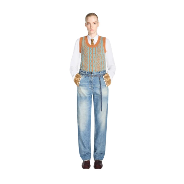 Belted wide-leg denim pants in Blue - Image 2