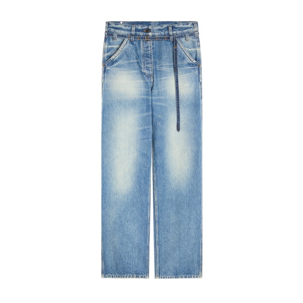 Dries Van Noten Belted wide-leg denim pants in Blue | Pants | Coveti