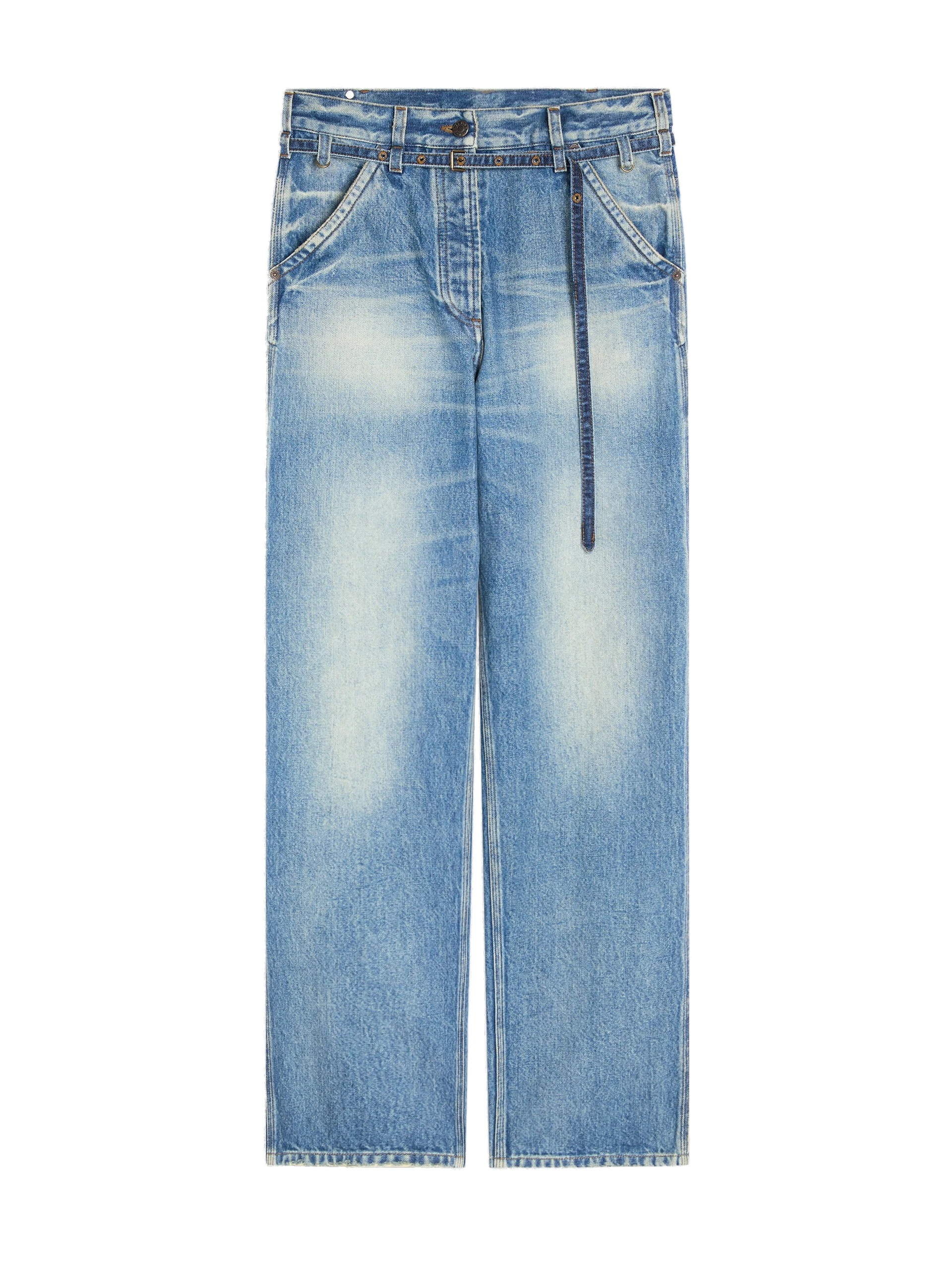 Dries Van Noten Belted wide-leg denim pants in Blue | Pants | Coveti Dries Van Noten Belted wide-leg denim pants in Blue | Pants | Coveti