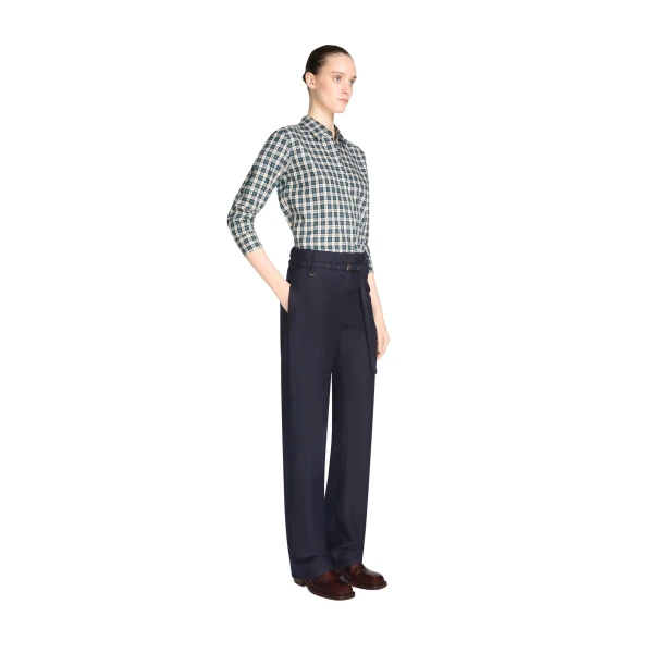 Belted wool pants in Navy - Image 3