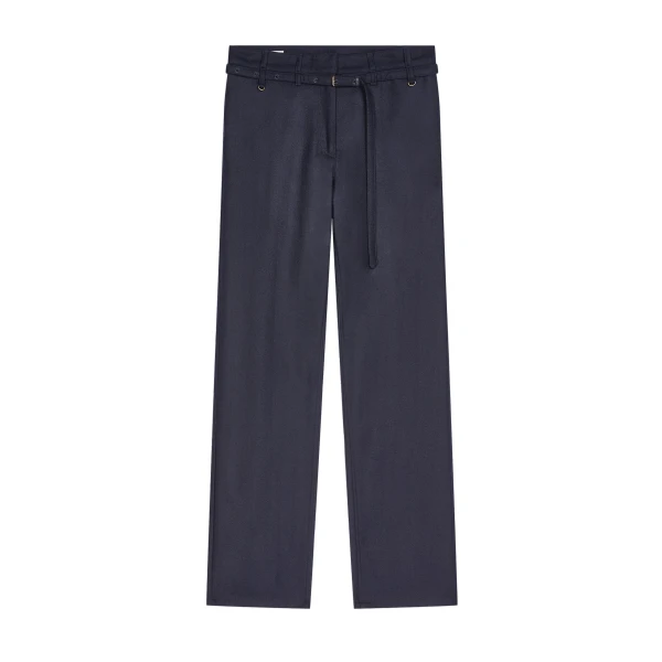 Dries Van Noten Belted wool pants in Navy | Pants | Coveti