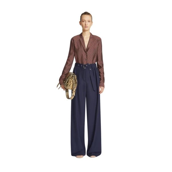 Belted wool trousers in Navy - Image 2