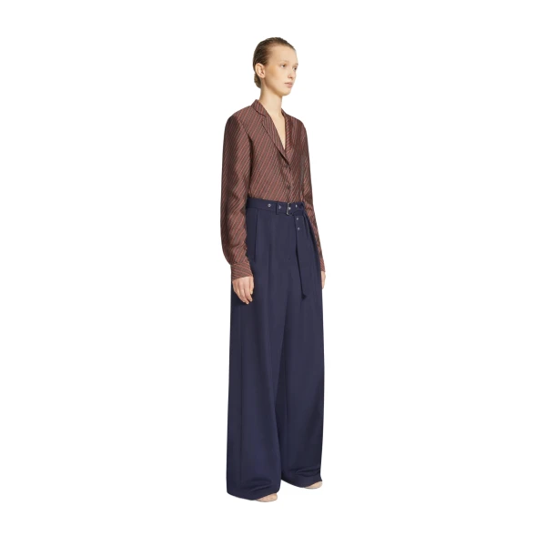 Belted wool trousers in Navy - Image 3