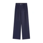 Dries Van Noten Belted wool trousers in Navy | Pants | Coveti