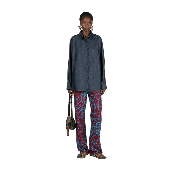 Bleached denim cocoon shirt in Indigo - Image 2