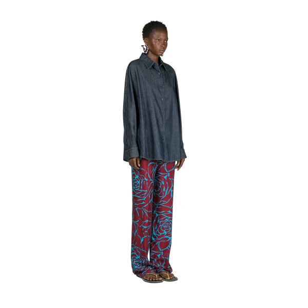 Bleached denim cocoon shirt in Indigo - Image 3