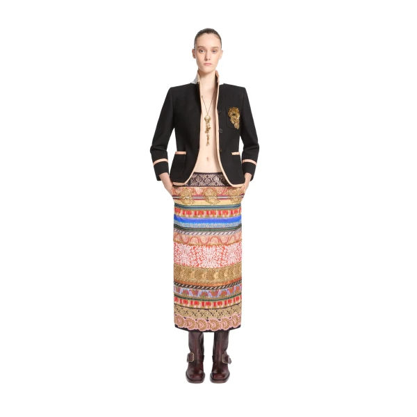 Boxy embroidered wool blazer in Black - Image 2