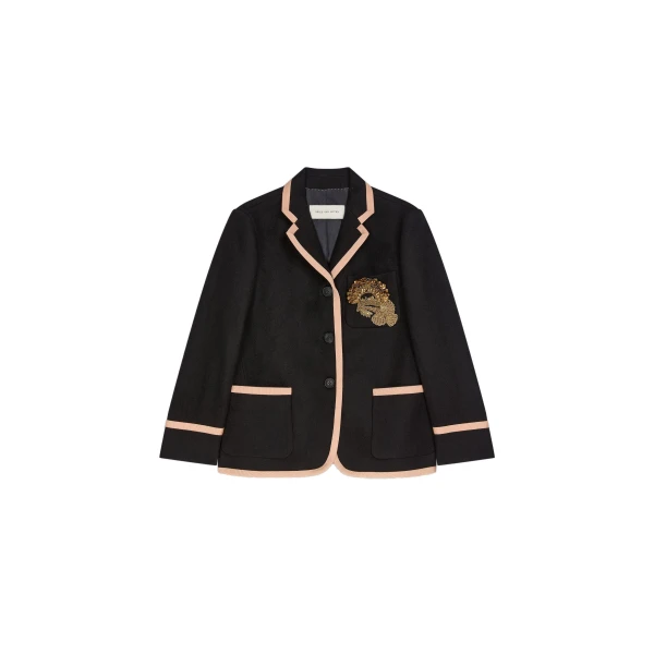 Dries Van Noten Boxy embroidered wool blazer in Black | Jackets | Coveti