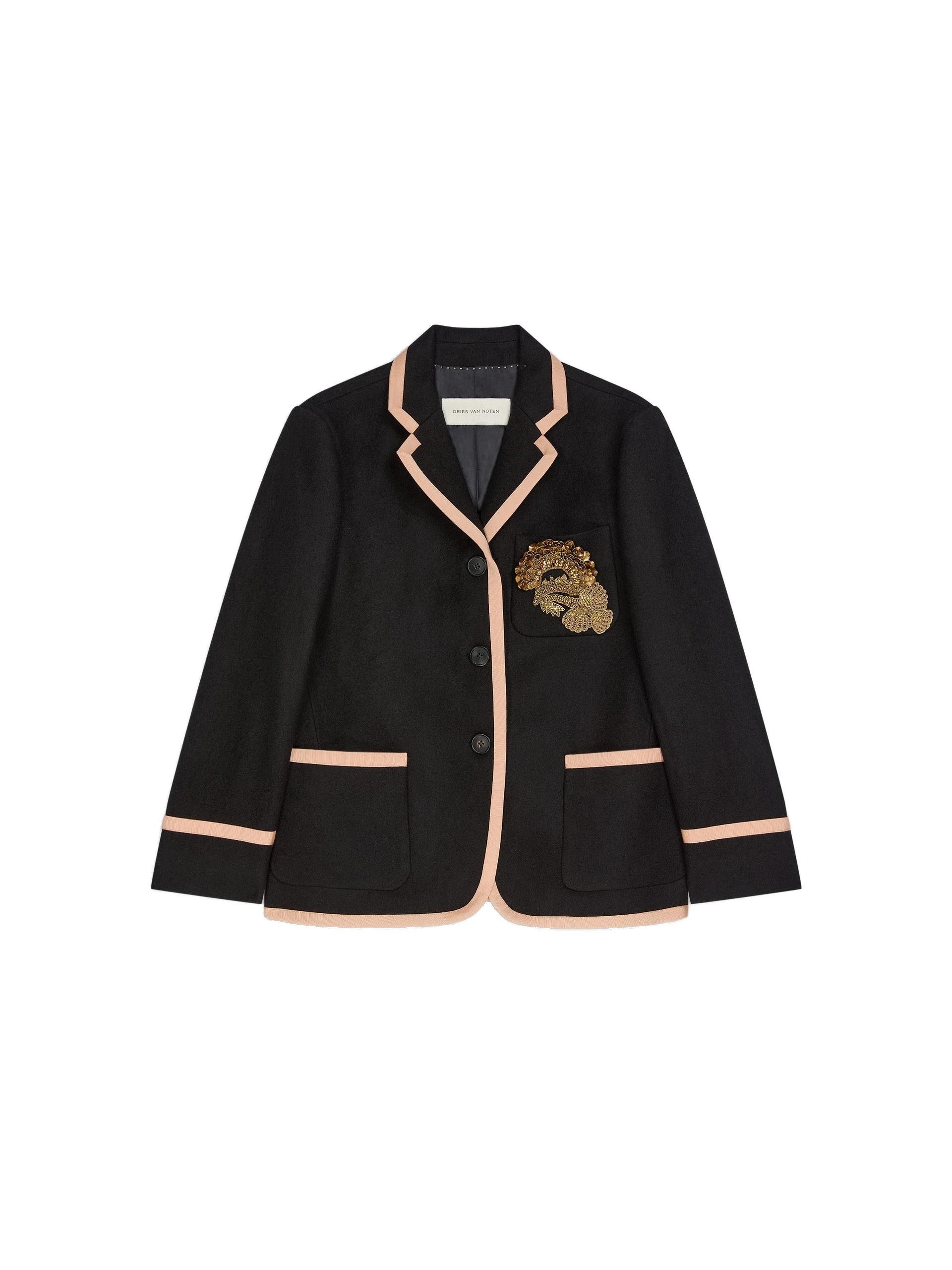 Dries Van Noten Boxy embroidered wool blazer in Black | Jackets | Coveti Dries Van Noten Boxy embroidered wool blazer in Black | Jackets | Coveti