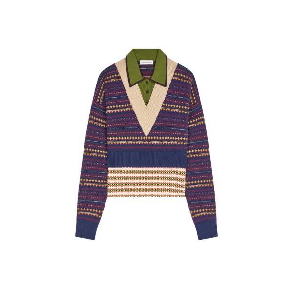 Dries Van Noten Boxy wool sweater in Navy | Knitwear | Coveti