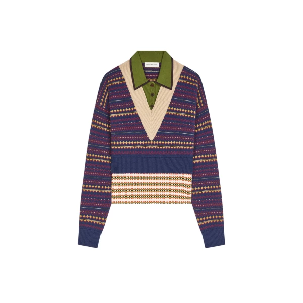 Dries Van Noten Boxy wool sweater in Navy | Knitwear | Coveti