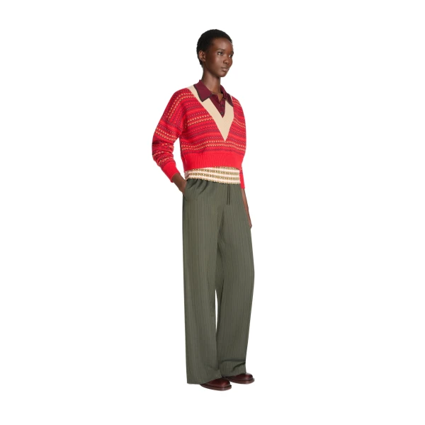 Boxy wool sweater in Red - Image 3