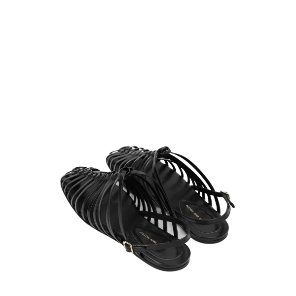 Braided leather sandals in Black - Image 4