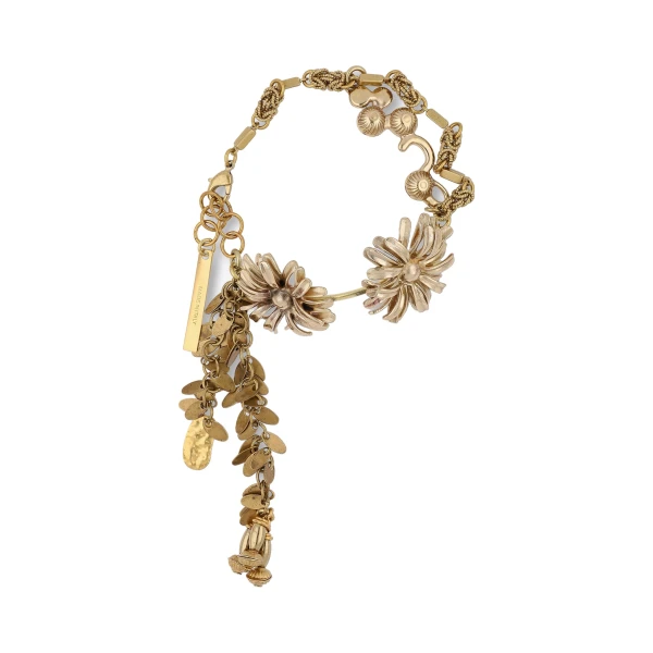 Chain floral bracelet in Old Brass - Image 3