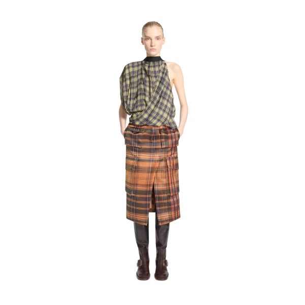 Checked cargo skirt in Neon Orange - Image 2