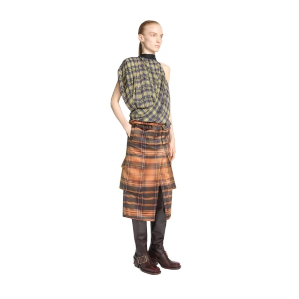 Checked cargo skirt in Neon Orange - Image 3