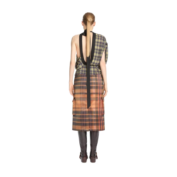 Checked cargo skirt in Neon Orange - Image 4