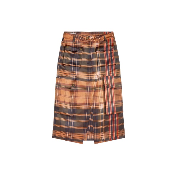 Dries Van Noten Checked cargo skirt in Neon Orange | Skirts | Coveti