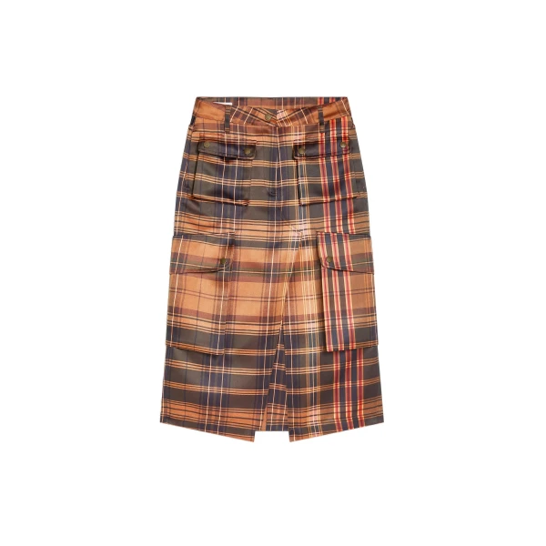 Dries Van Noten Checked cargo skirt in Neon Orange | Skirts | Coveti