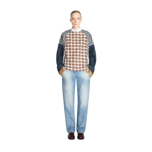 Contrast cotton flannel top in Ecru - Image 2
