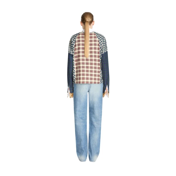 Contrast cotton flannel top in Ecru - Image 4
