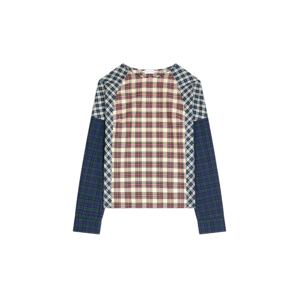 Dries Van Noten Contrast cotton flannel top in Ecru | Tops | Coveti