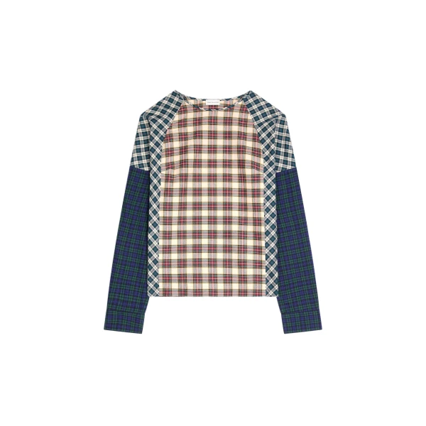 Dries Van Noten Contrast cotton flannel top in Ecru | Tops | Coveti