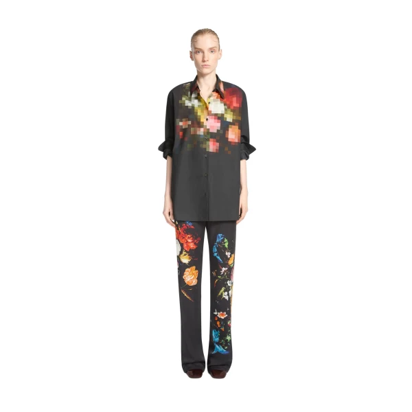 Cotton cocoon shirt in Black - Image 2
