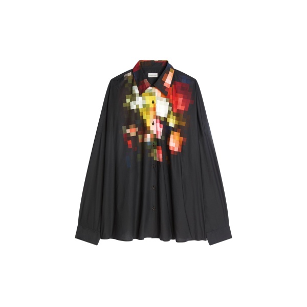 Dries Van Noten Cotton cocoon shirt in Black | Tops | Coveti