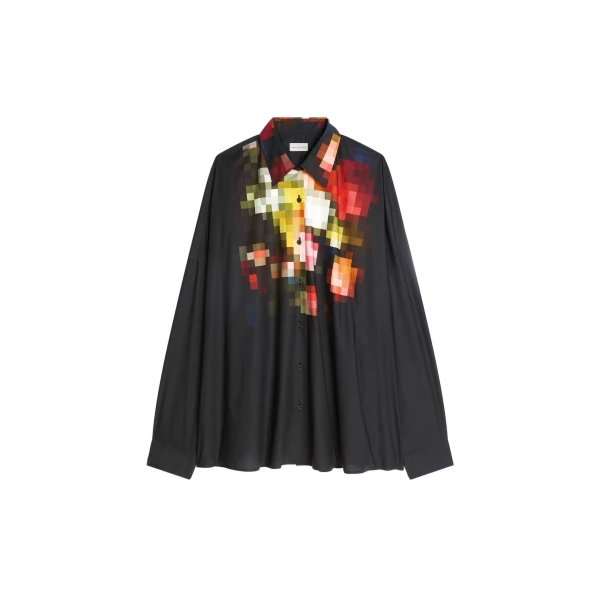 Dries Van Noten Cotton cocoon shirt in Black | Tops | Coveti