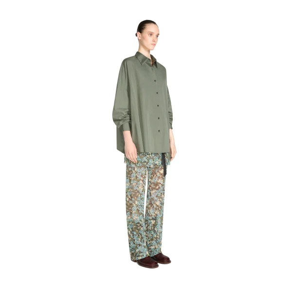 Cotton cocoon shirt in Green - Image 3