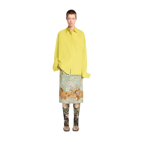 Cotton cocoon shirt in Lime - Image 2