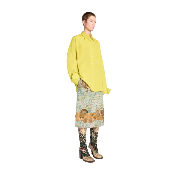 Cotton cocoon shirt in Lime - Image 3