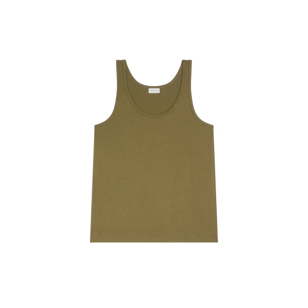Dries Van Noten Cotton tank top in Khaki | Tops | Coveti