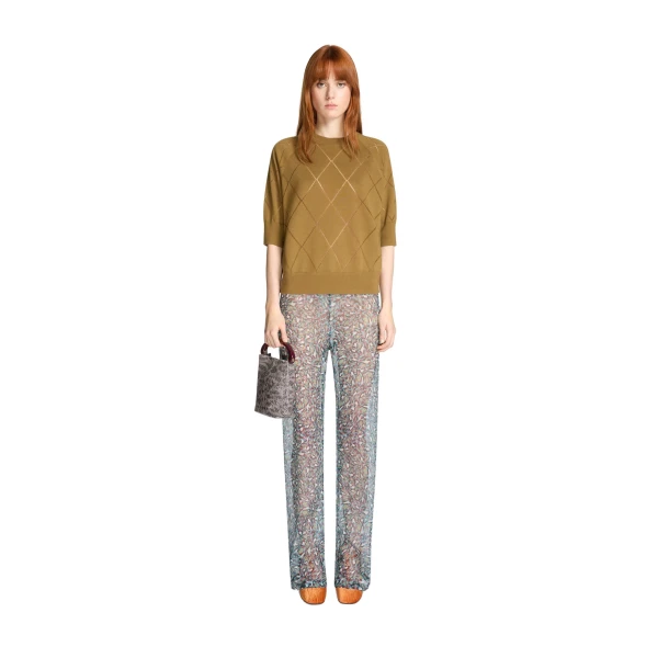 Crew neck merino sweater in Khaki - Image 2