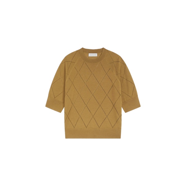 Dries Van Noten Crew neck merino sweater in Khaki | Knitwear | Coveti