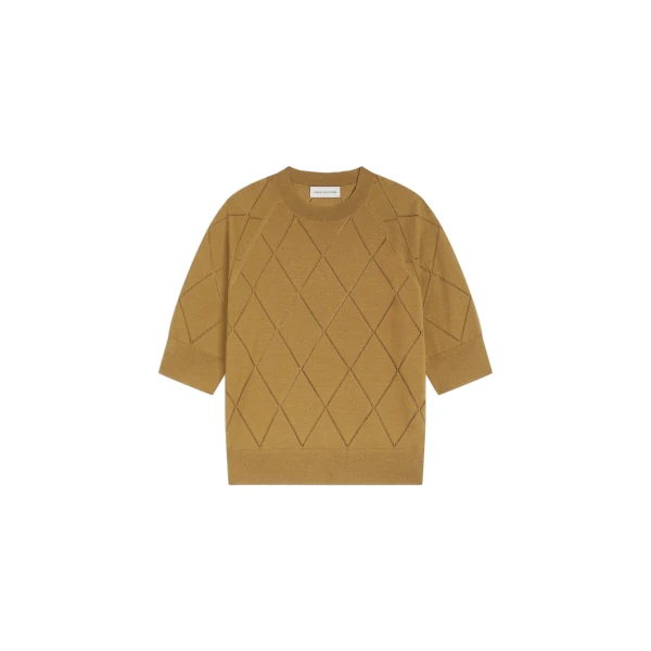 Dries Van Noten Crew neck merino sweater in Khaki | Knitwear | Coveti