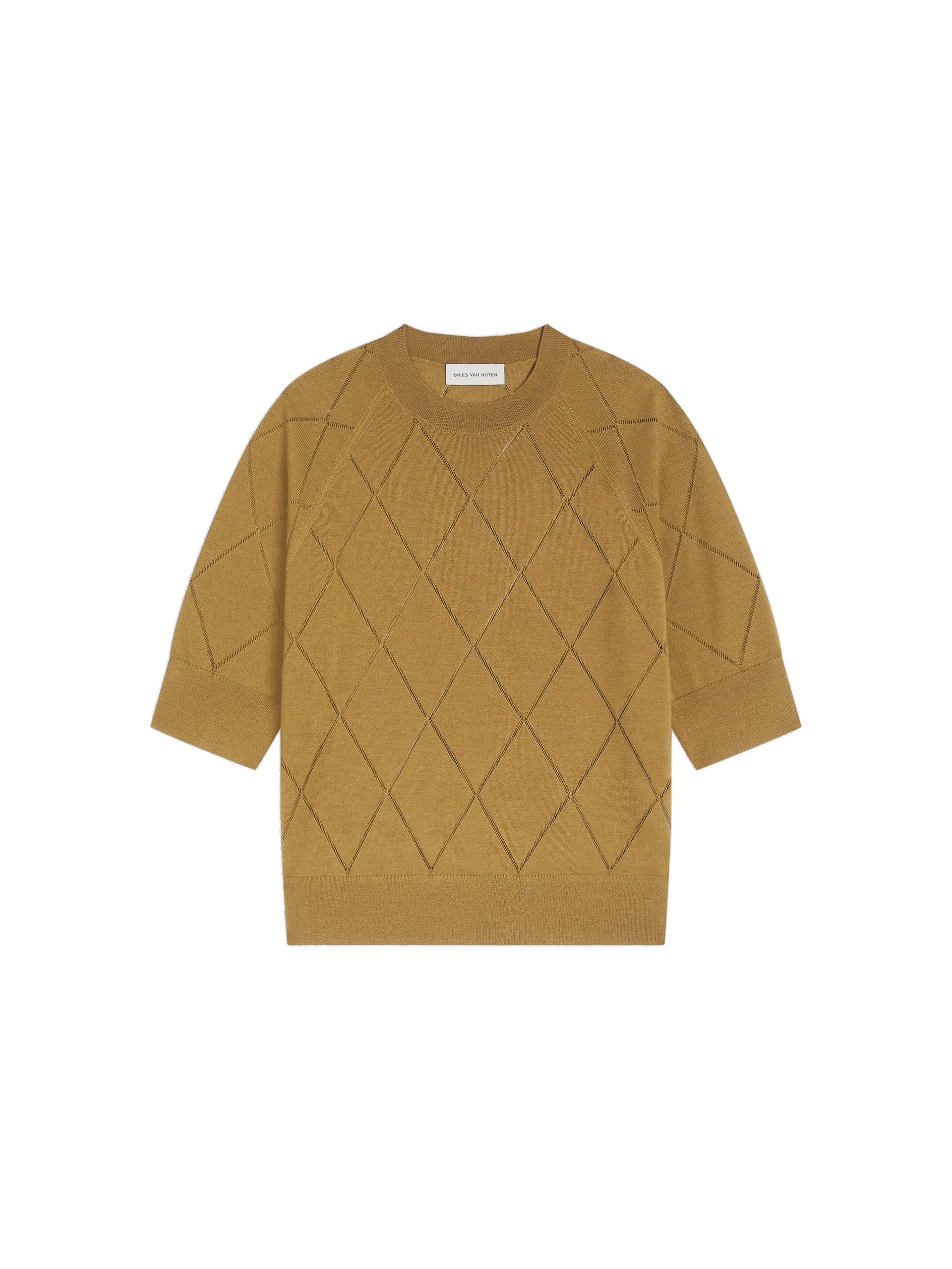 Dries Van Noten Crew neck merino sweater in Khaki | Knitwear | Coveti Dries Van Noten Crew neck merino sweater in Khaki | Knitwear | Coveti
