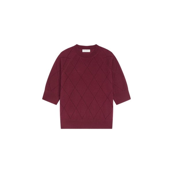 Dries Van Noten Crew neck merino sweater in Wine | Knitwear | Coveti