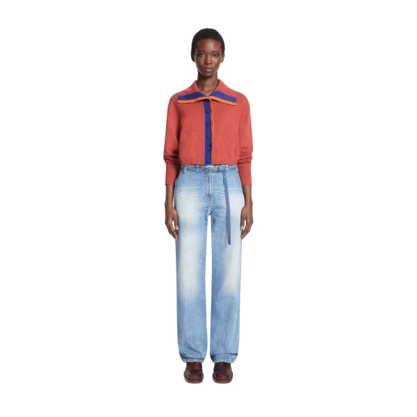 Cropped cashmere cardigan in Old Rose - Image 2