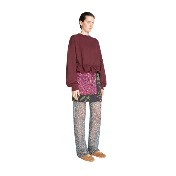 Cropped sweatshirt in Burgundy Melange - Image 3