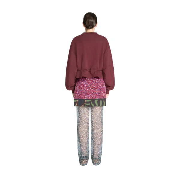 Cropped sweatshirt in Burgundy Melange - Image 4
