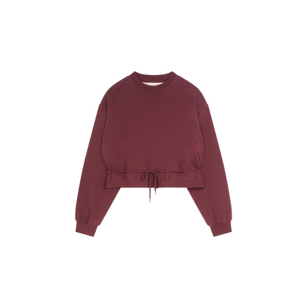 Dries Van Noten Cropped sweatshirt in Burgundy Melange | Tops | Coveti