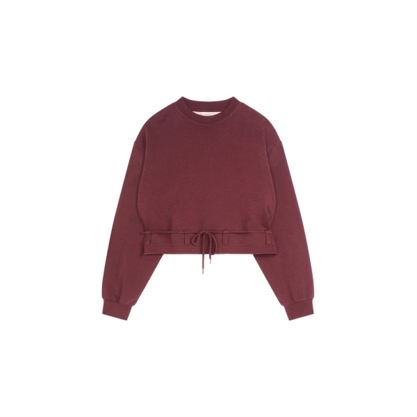 Dries Van Noten Cropped sweatshirt in Burgundy Melange | Tops | Coveti
