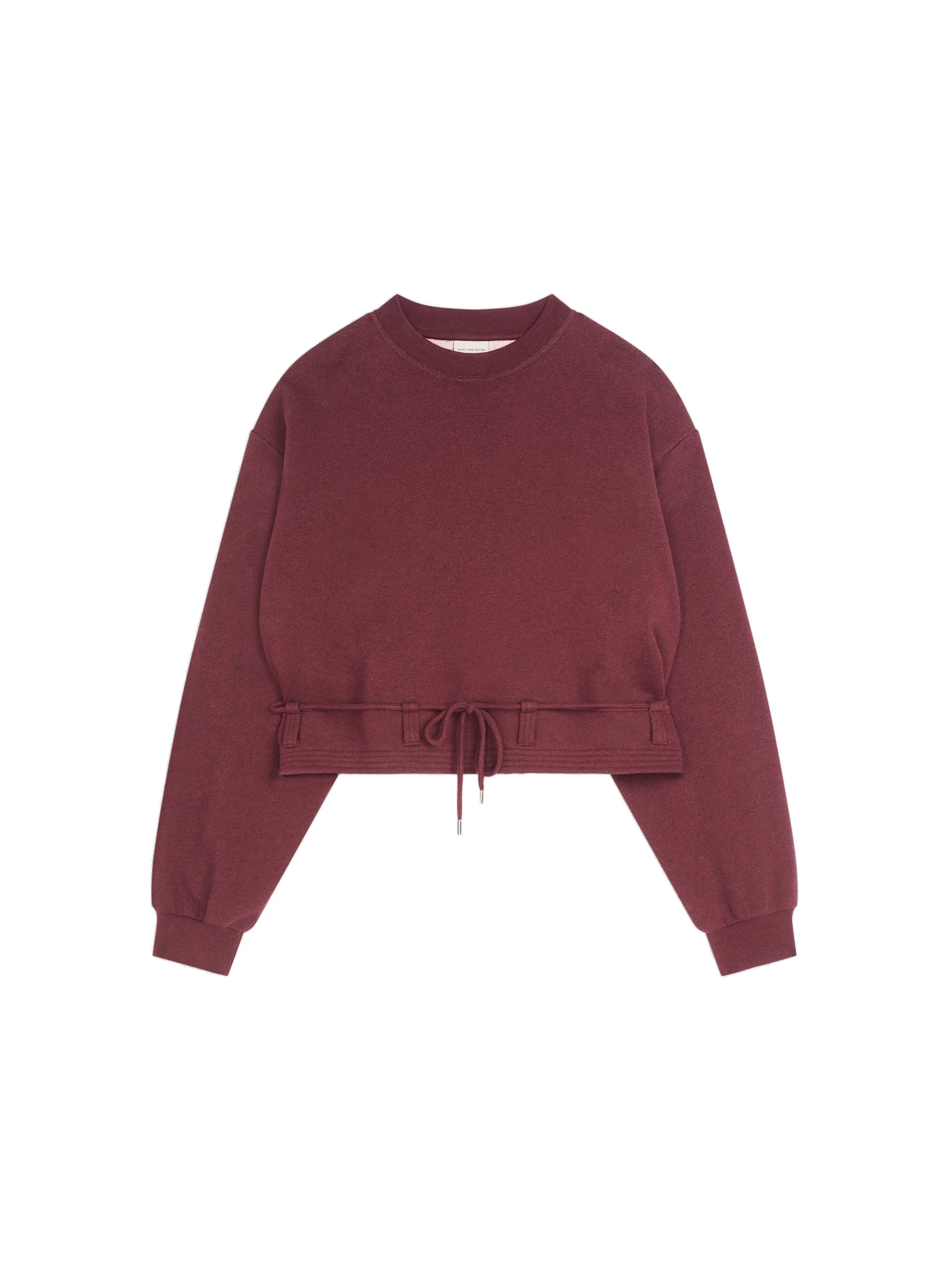 Dries Van Noten Cropped sweatshirt in Burgundy Melange | Tops | Coveti Dries Van Noten Cropped sweatshirt in Burgundy Melange | Tops | Coveti